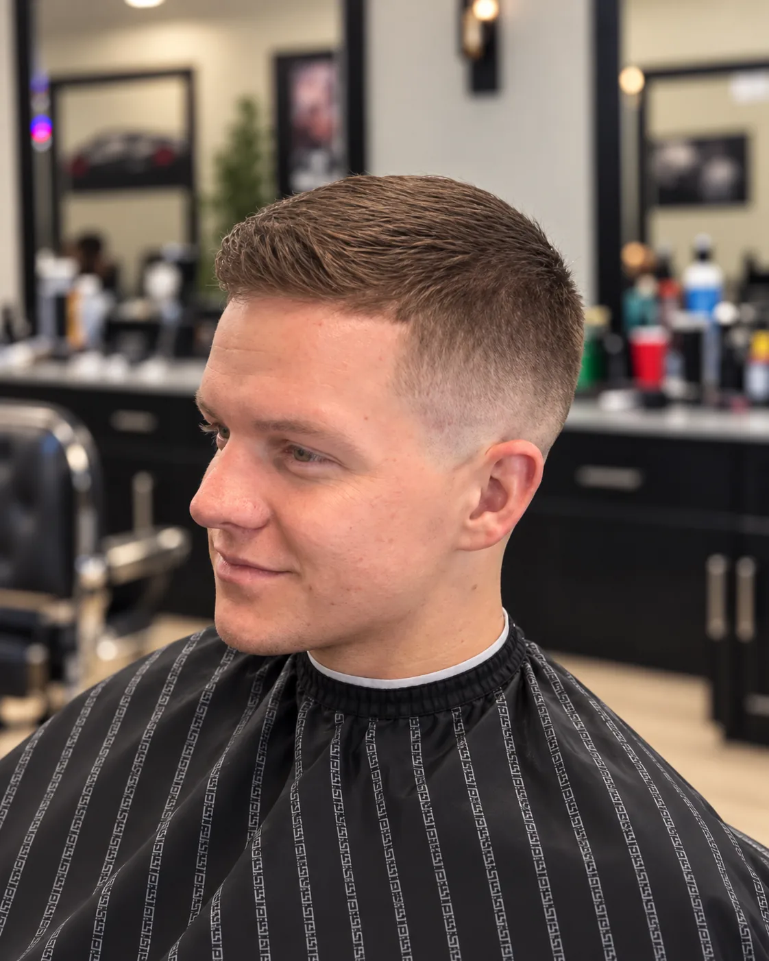Men’s short haircut and softly blended fade in Naples, Florida